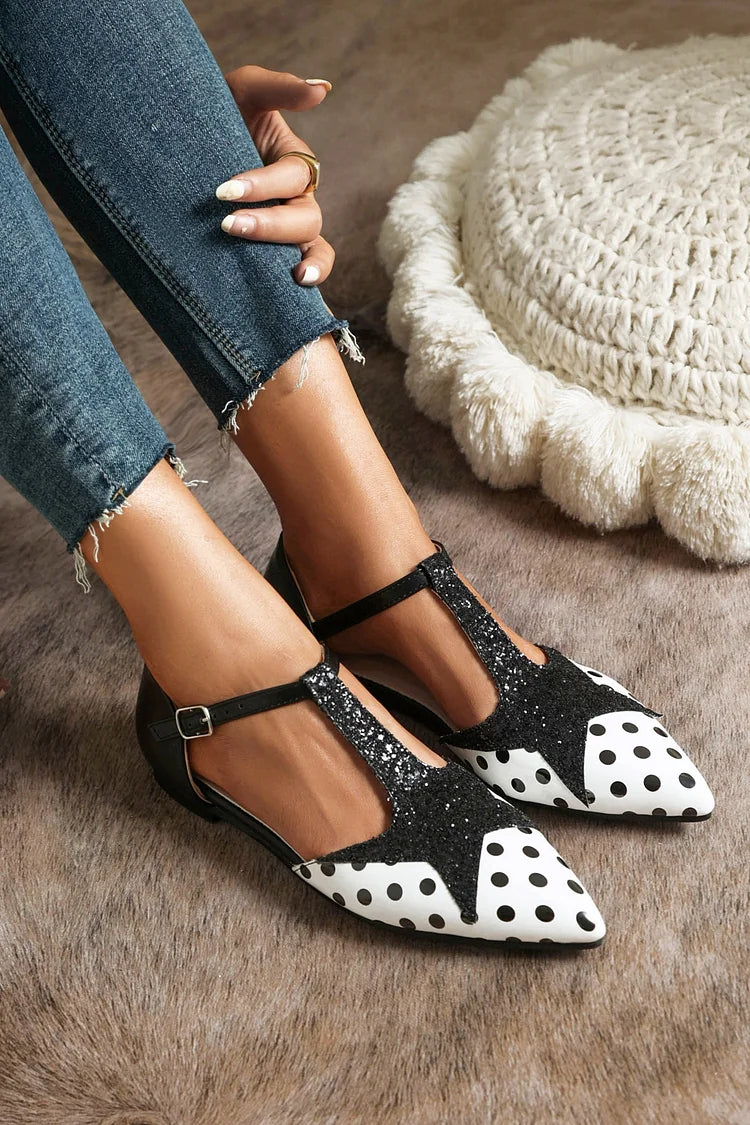 T-BAR BALLET FLATS WITH PATTERN