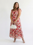 Lila - Floral V-Neck Tiered Midi Dress