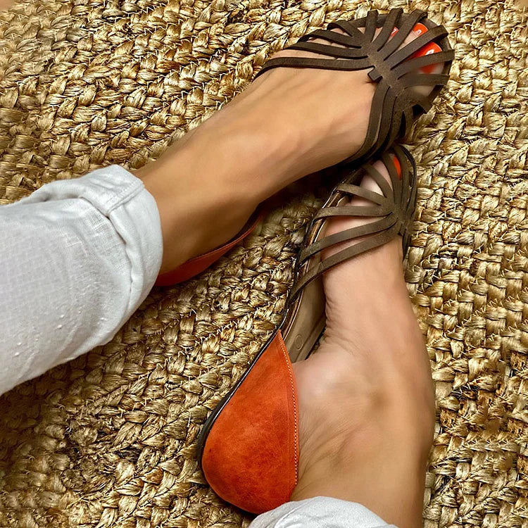 CUT-OUT SANDALS WITH BI-COLOR DETAIL