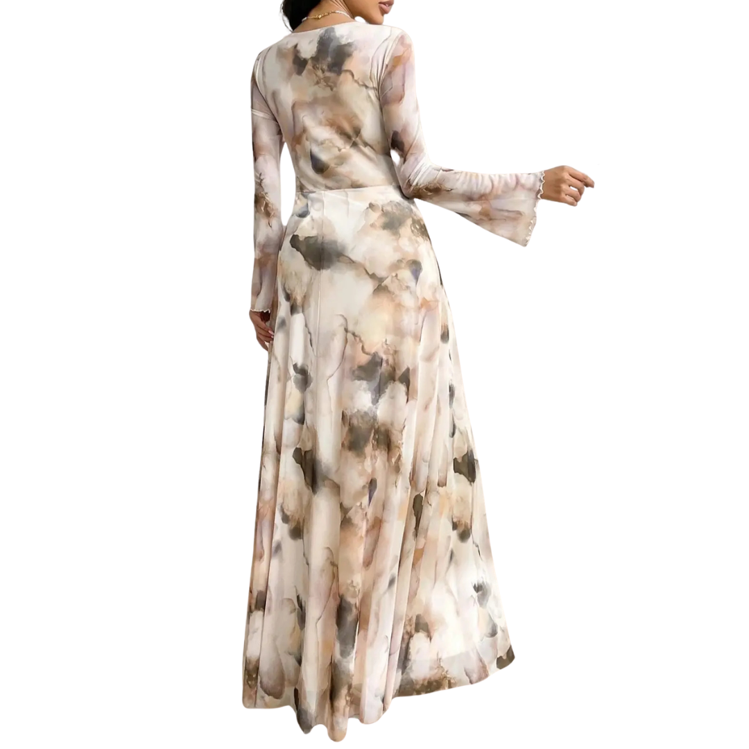 CELESTE™ – Tie-Dye Mesh Print Elegance Dress