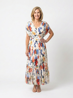 Savannah - Short Sleeve Pleated Floral Midi Dress