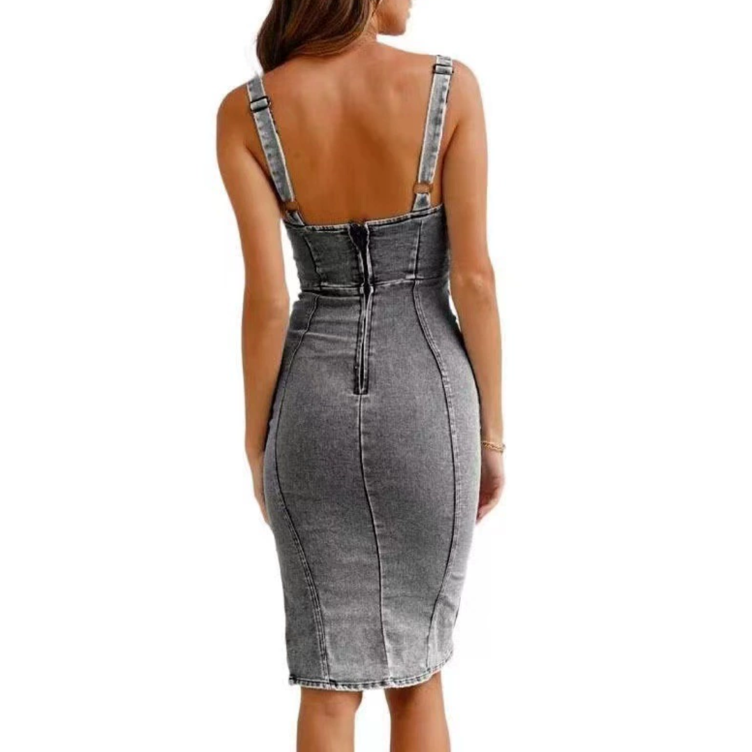 ROXY™ – Distressed Denim Midi Dress