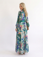 Carolina - Long Sleeve Printed Belted Maxi Dress