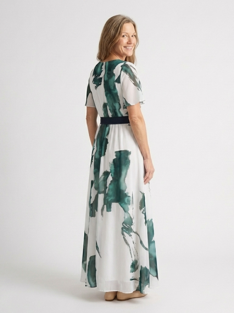 Madison - Flutter Sleeve Belted Maxi Dress