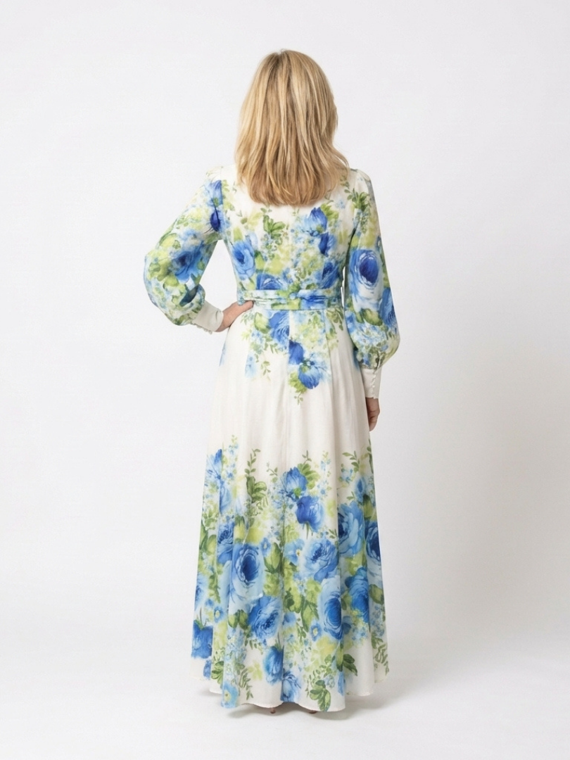 Harper - Long Sleeve Floral Button Front Maxi Dress