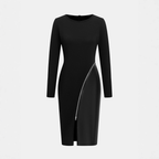 CHARENE™ - Women’s Solid Color PU Leather Patchwork Zipper Bodycon Dress