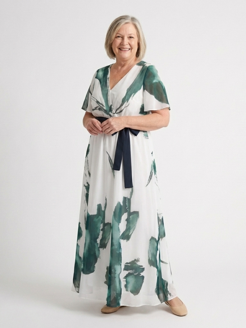 Madison - Flutter Sleeve Belted Maxi Dress