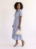Dakota - Short Sleeve Striped Tiered Midi Dress