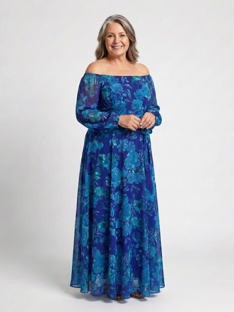 Aspen - Off Shoulder Floral Maxi Dress