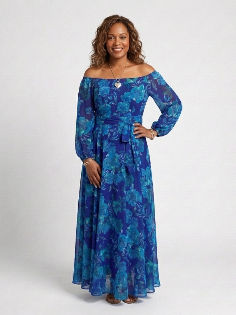 Aspen - Off Shoulder Floral Maxi Dress