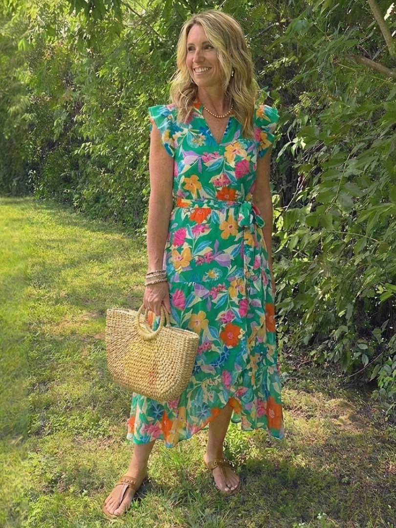 Lila - Floral V-Neck Tiered Midi Dress