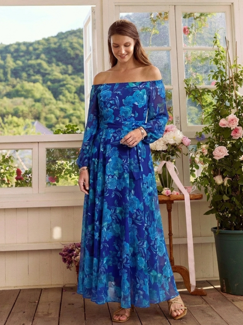 Aspen - Off Shoulder Floral Maxi Dress