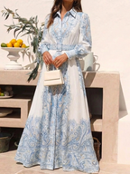 Sierra - High Neck Printed Long Sleeve Maxi Dress