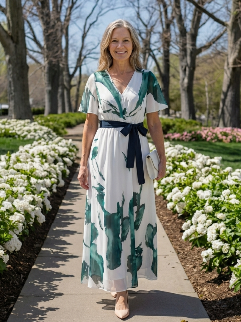 Madison - Flutter Sleeve Belted Maxi Dress