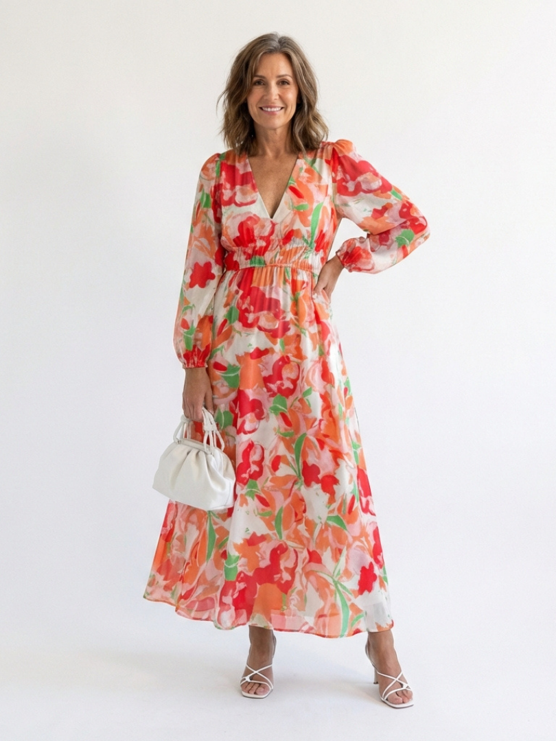 Althea - Long Sleeve Floral Maxi Dress