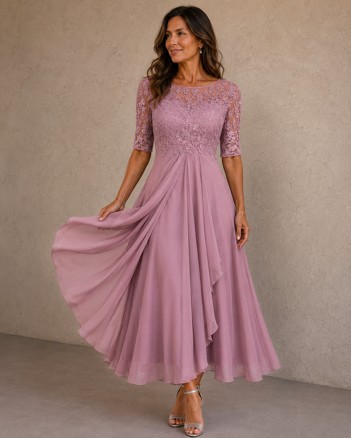 Abella | Lace and Chiffon Dress