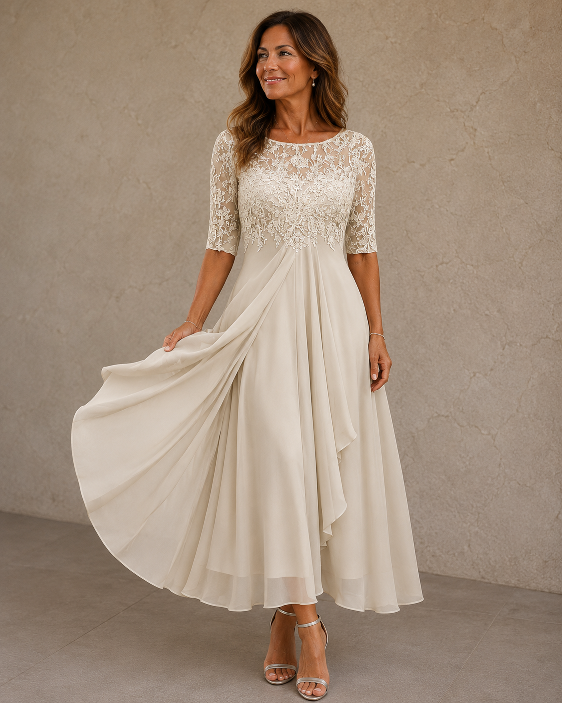Abella | Lace and Chiffon Dress