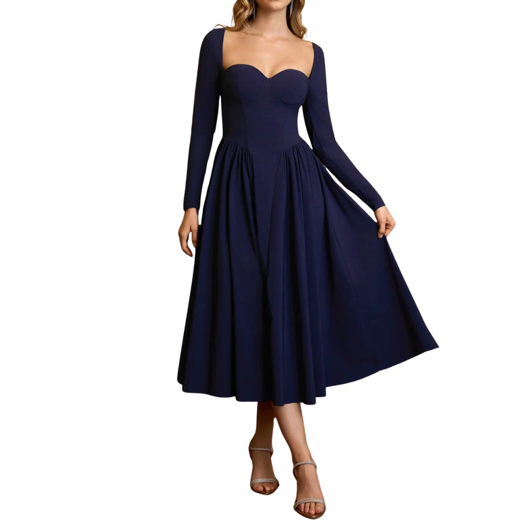 NICOLETTE™ – Sexy Open-Back Pleated Midi Dress