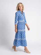 Ysolde - Three Quarter Sleeve Chain Pattern Midi Dress