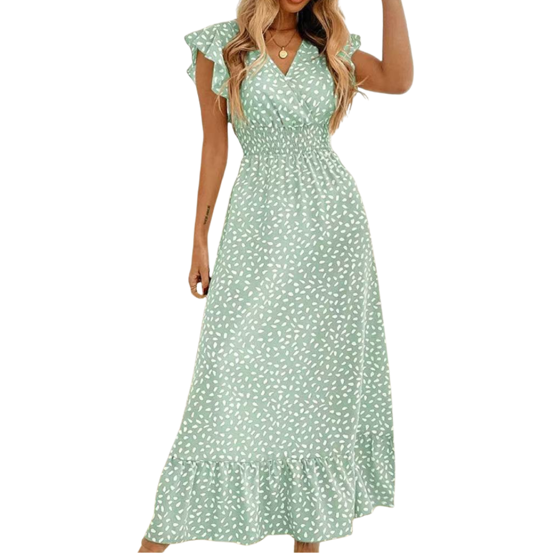 CELESTINE™ – Floral Wrap Boho Midi Dress