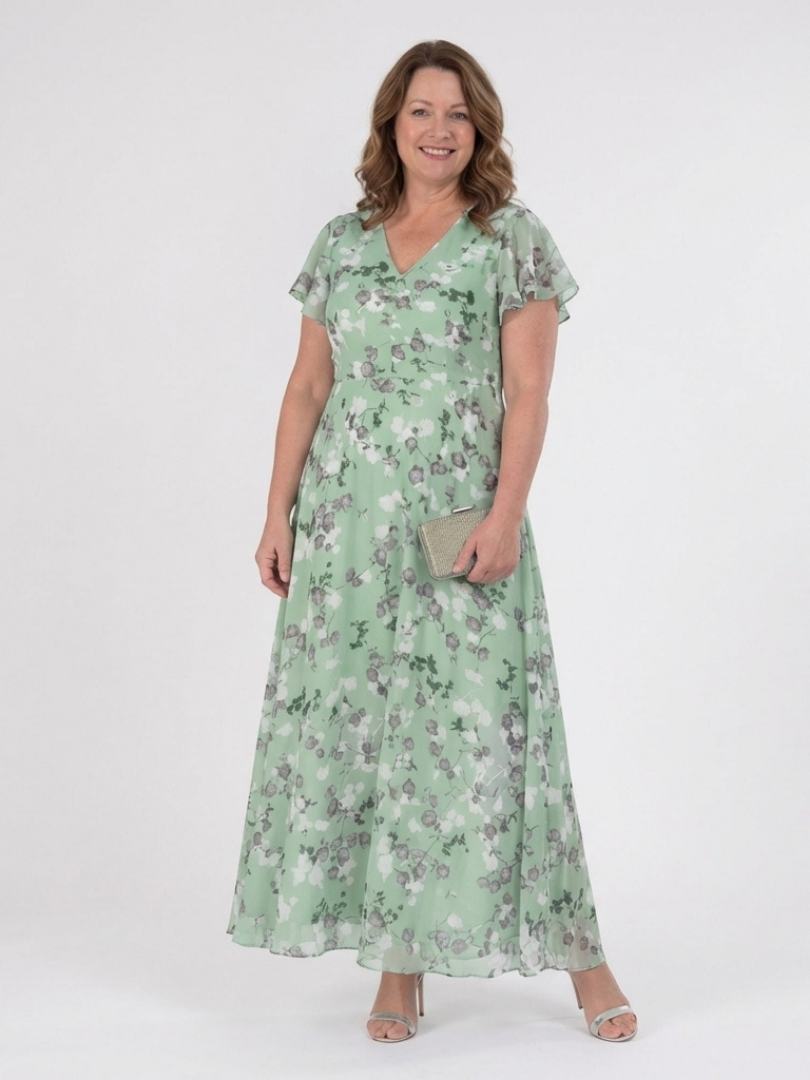 Ismeria - Floral Chiffon Maxi Dress