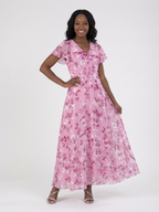 Ismeria - Floral Chiffon Maxi Dress