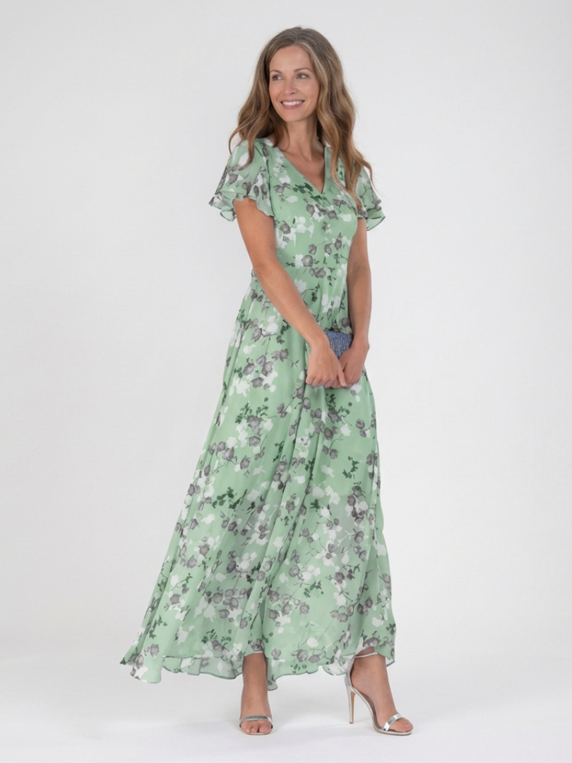 Ismeria - Floral Chiffon Maxi Dress