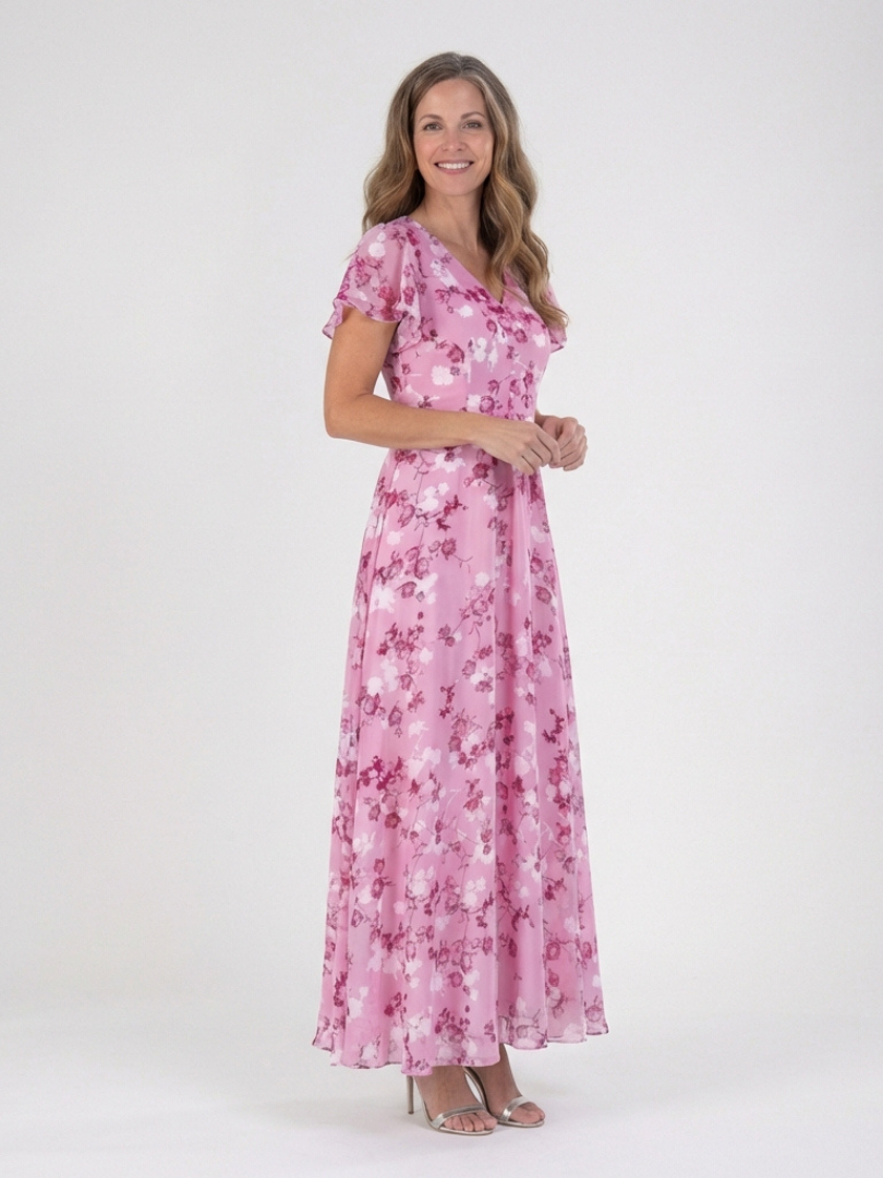 Ismeria - Floral Chiffon Maxi Dress