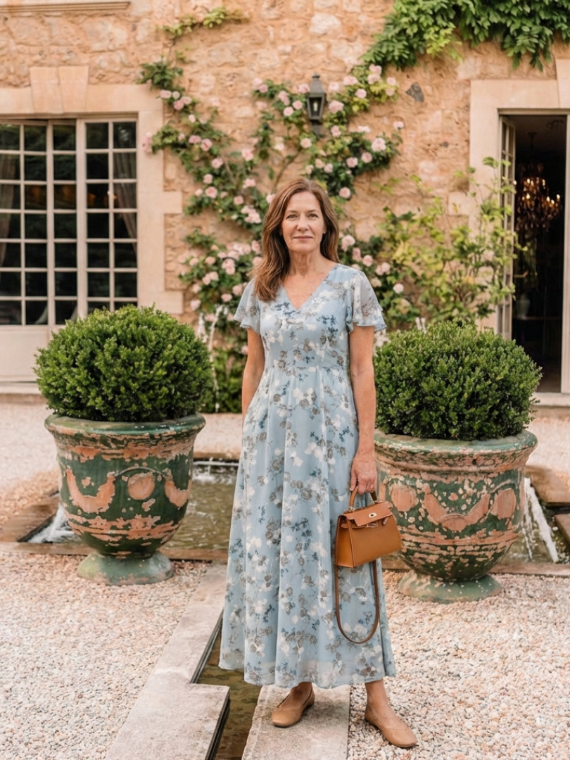 Ismeria - Floral Chiffon Maxi Dress