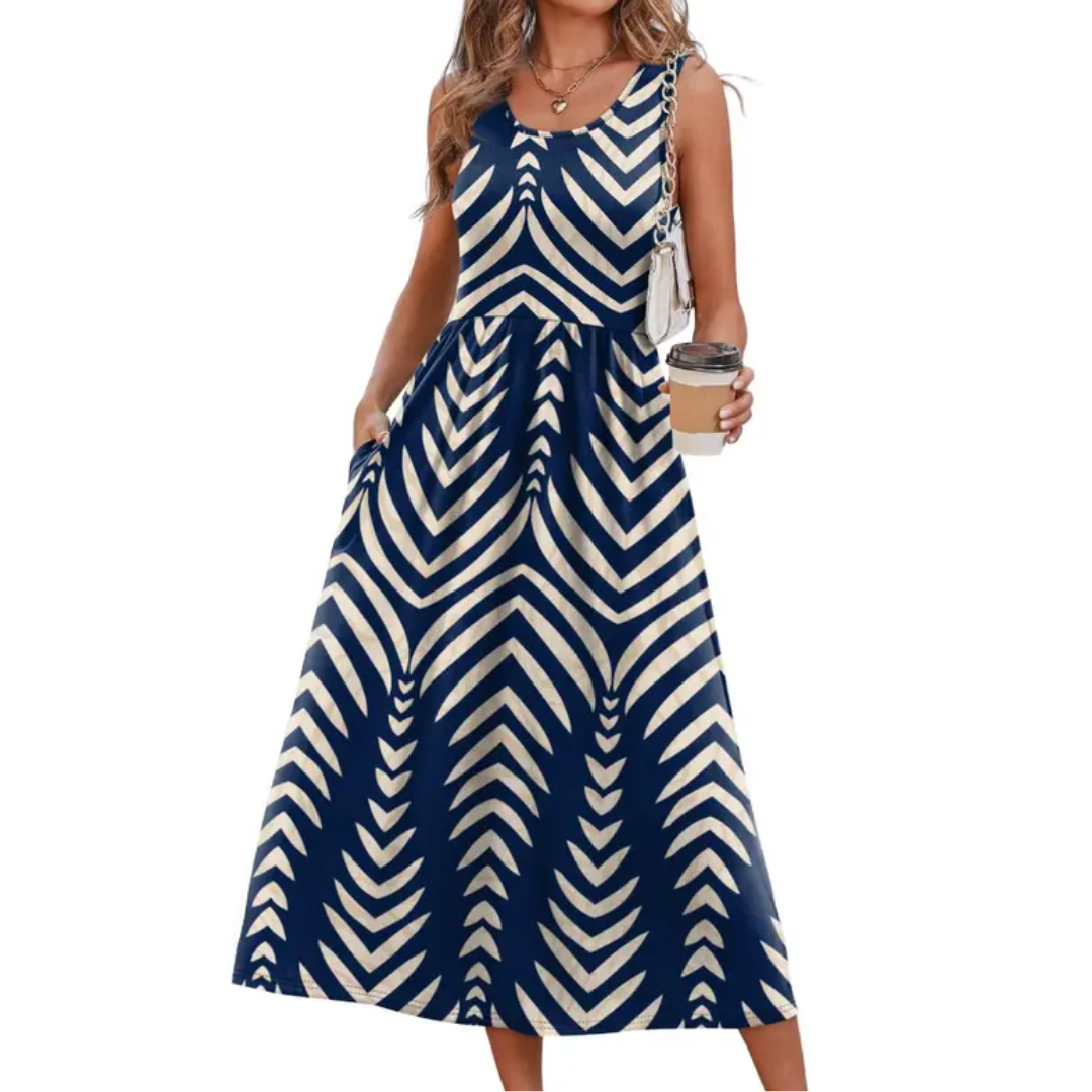 TEMPERANCE™ – Boho Halter Neck Flowy Midi Dress