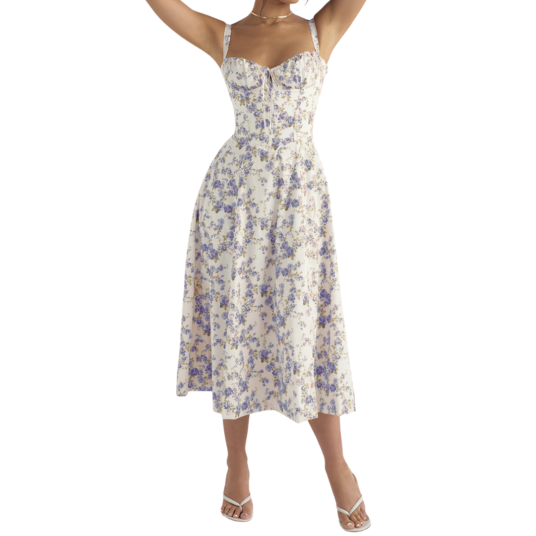 SERAPHINA™ – Romantic Floral Corset Midi Dress