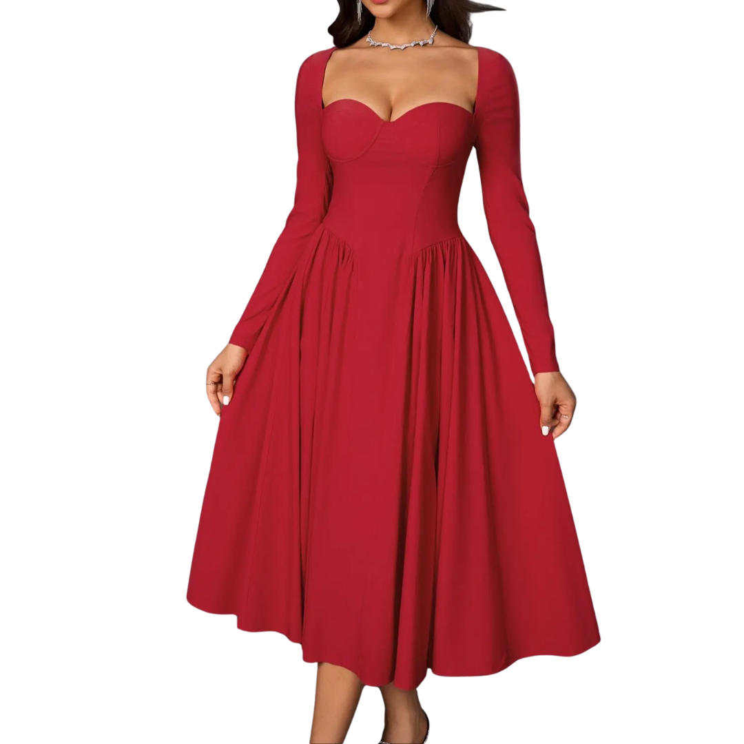 NICOLETTE™ – Sexy Open-Back Pleated Midi Dress