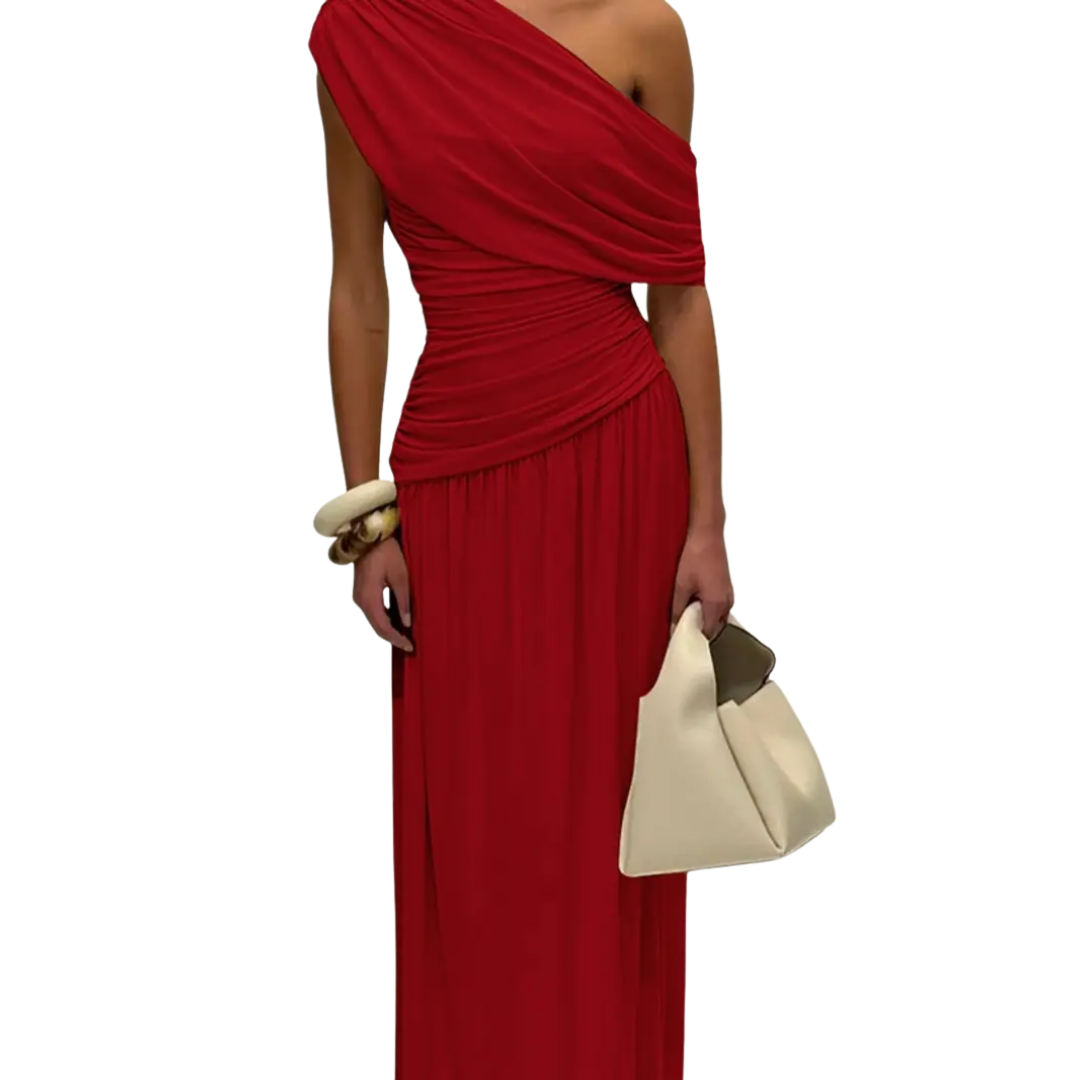 CELINA™ – Sexy Asymmetric Pleated Midi Dress