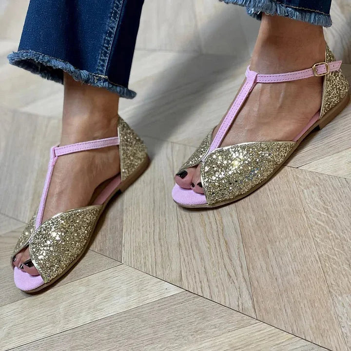 T-STRAP SANDAL WITH STABLE HEEL