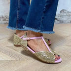 T-STRAP SANDAL WITH STABLE HEEL