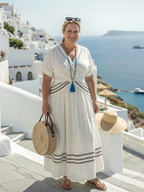 Seren | Short Sleeve V Neck Wrap Style Midi Dress