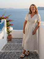 Cressida | V Neck Short Sleeve Cross Waist Midi Dress