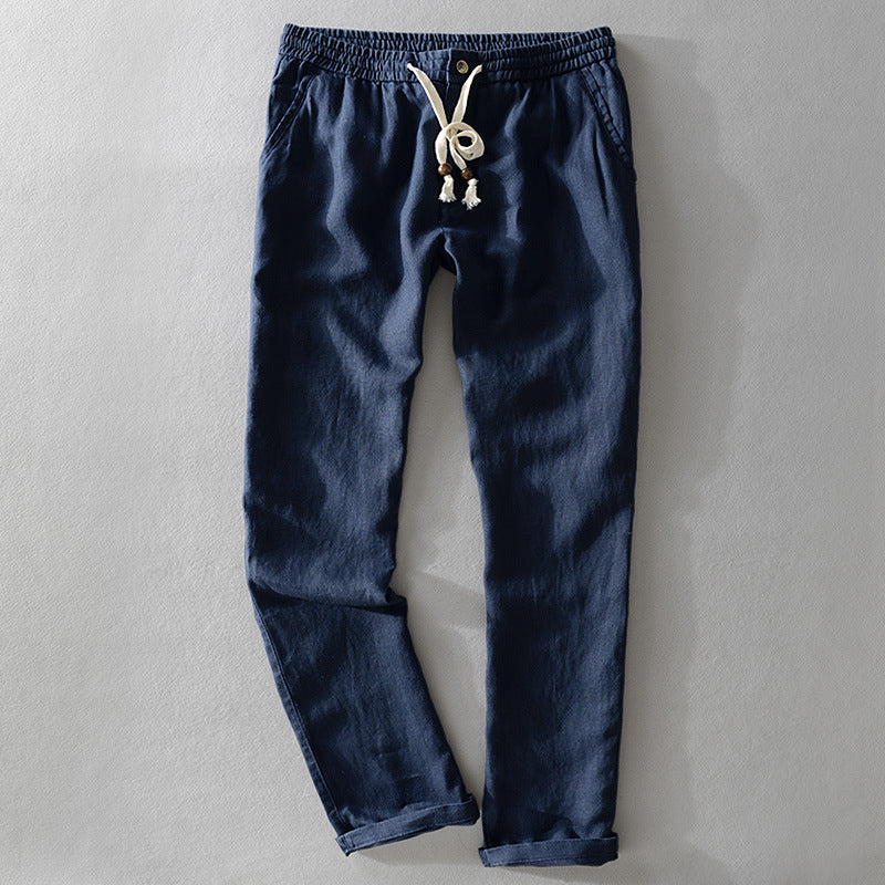 Harrington 100% Linen Trousers with Easy Waist Comfort
