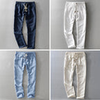 Harrington 100% Linen Trousers with Easy Waist Comfort