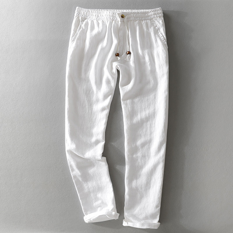 Harrington 100% Linen Trousers with Easy Waist Comfort