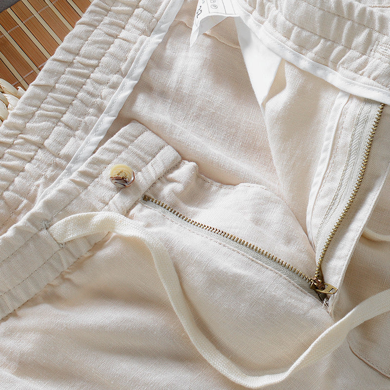 Harrington 100% Linen Trousers with Easy Waist Comfort