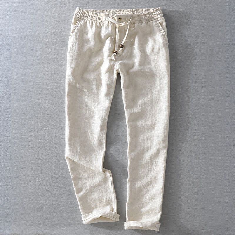 Harrington 100% Linen Trousers with Easy Waist Comfort