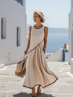 Soleia | Sleeveless Round Neck Draped Maxi Dress