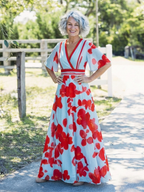 Corinne - V Neck Short Sleeve Floral Maxi Dress