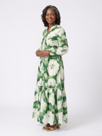 Sabine - Long Sleeve Tie Waist Tiered Maxi Dress
