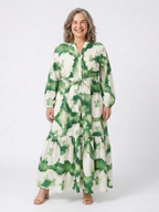 Sabine - Long Sleeve Tie Waist Tiered Maxi Dress