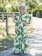 Sabine - Long Sleeve Tie Waist Tiered Maxi Dress
