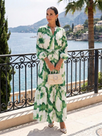 Sabine - Long Sleeve Tie Waist Tiered Maxi Dress