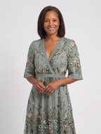 Evadne - Floral V Neck Short Sleeve Maxi Dress