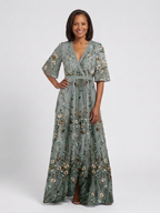 Evadne - Floral V Neck Short Sleeve Maxi Dress